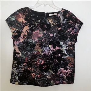 Alice + Olivia Floral Multicolor Pattern Blouse
